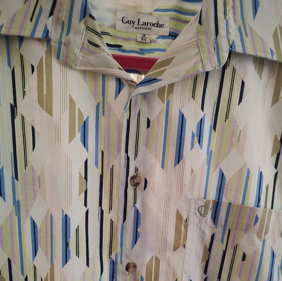 GUY LAROCHE MONSIEUR COTTON RETRO SHORT SLEEVE BUTTON UP SHIRT. MEDIUM. - Picture 1 of 9